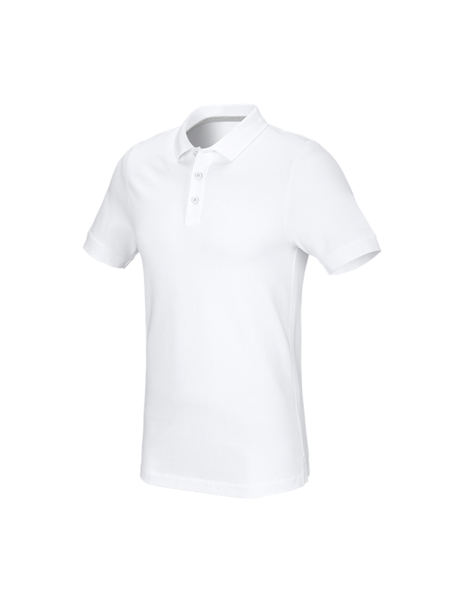 Bovenkleding: e.s. Pique-Polo cotton stretch, slim fit + wit 1