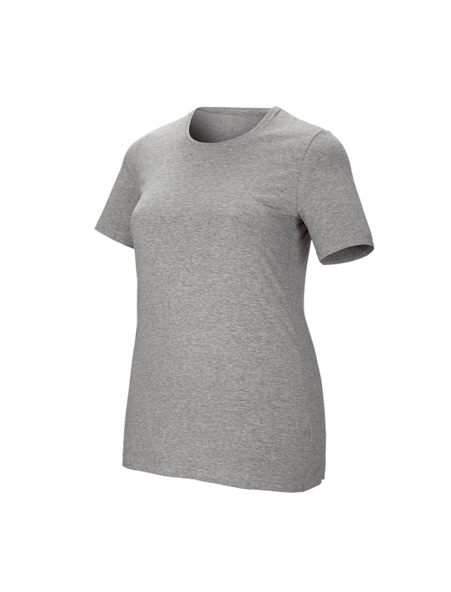 Bovenkleding: e.s. T-Shirt cotton stretch, dames, plus fit + grijs mêlee 1