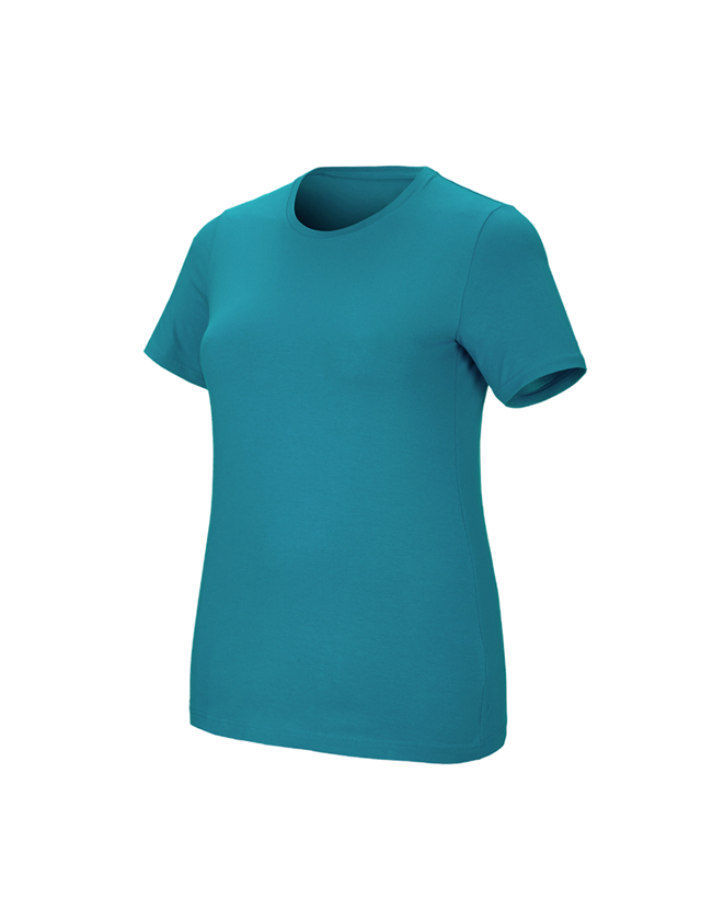 Bovenkleding: e.s. T-Shirt cotton stretch, dames, plus fit + oceaan 1