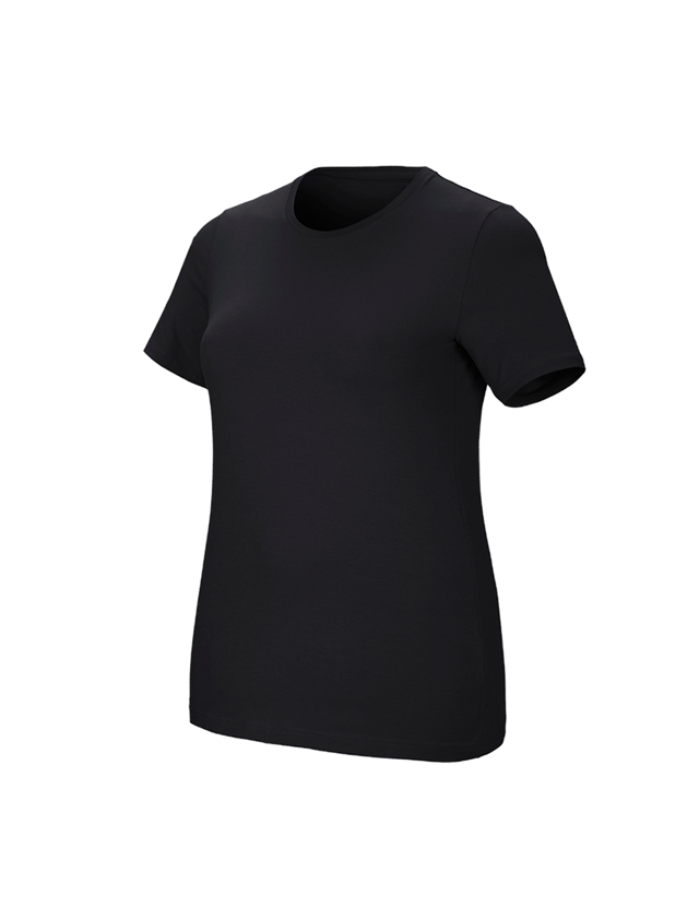 Bovenkleding: e.s. T-Shirt cotton stretch, dames, plus fit + zwart 1