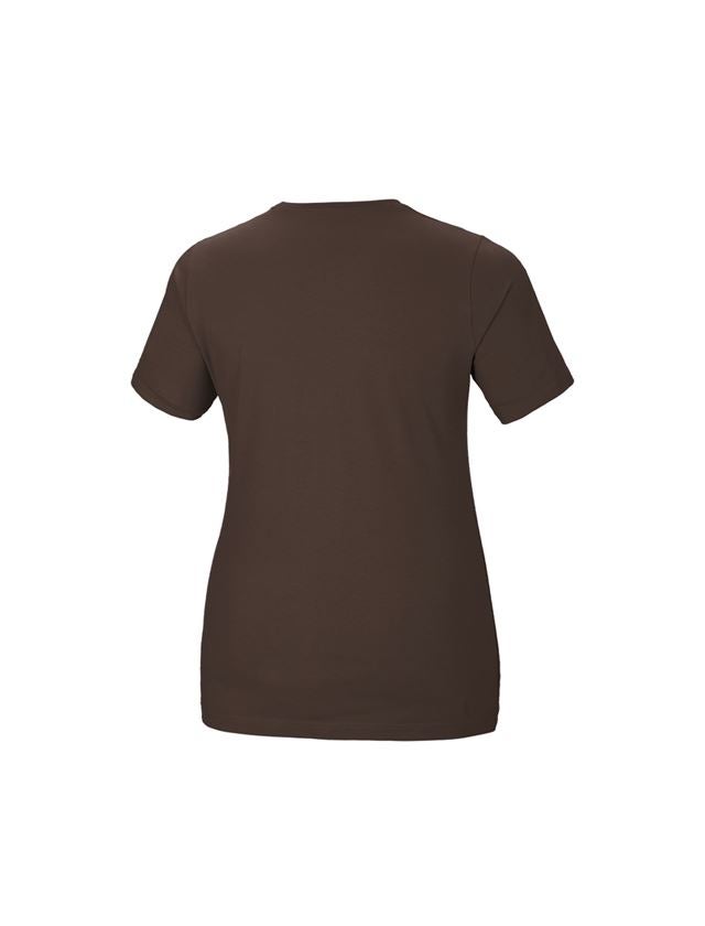 Bovenkleding: e.s. T-Shirt cotton stretch, dames, plus fit + kastanje 2