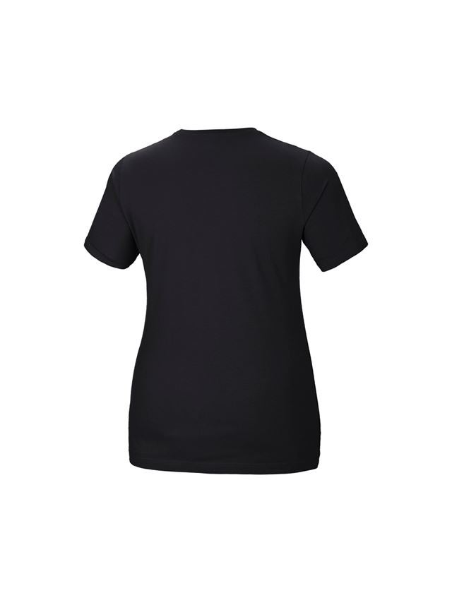 Bovenkleding: e.s. T-Shirt cotton stretch, dames, plus fit + zwart 2