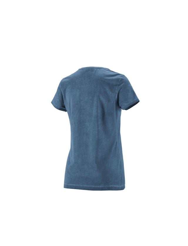 Bovenkleding: e.s. T-Shirt vintage cotton stretch, dames + antiek blauw vintage 1