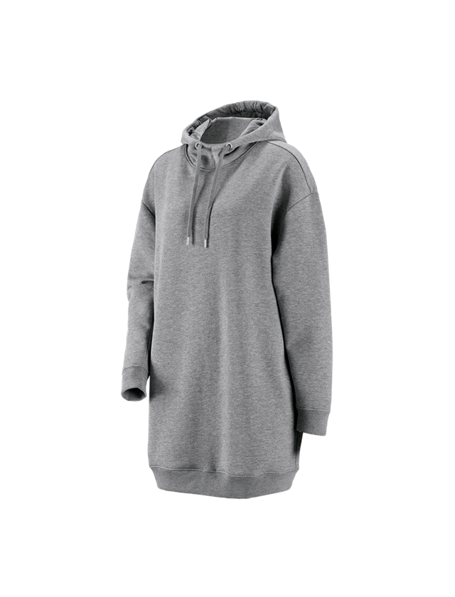 Bovenkleding: e.s. oversize hoody-sweatshirt poly cotton, dames + grijs mêlee