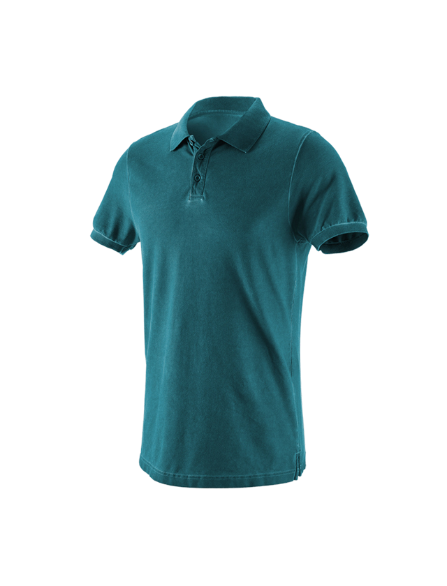 Bovenkleding: e.s. Polo-Shirt vintage cotton stretch + donker cyaan vintage