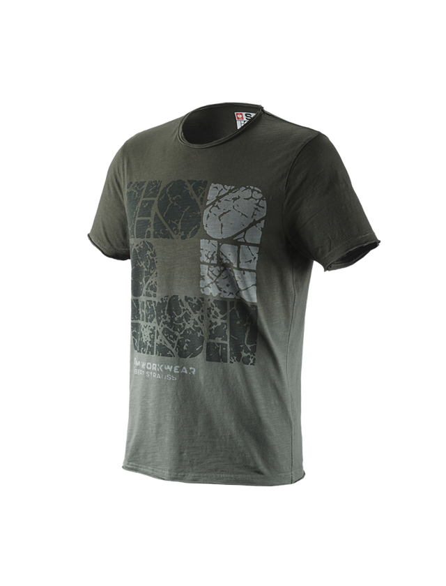 Bovenkleding: e.s. T-Shirt denim workwear + camouflagegroen vintage