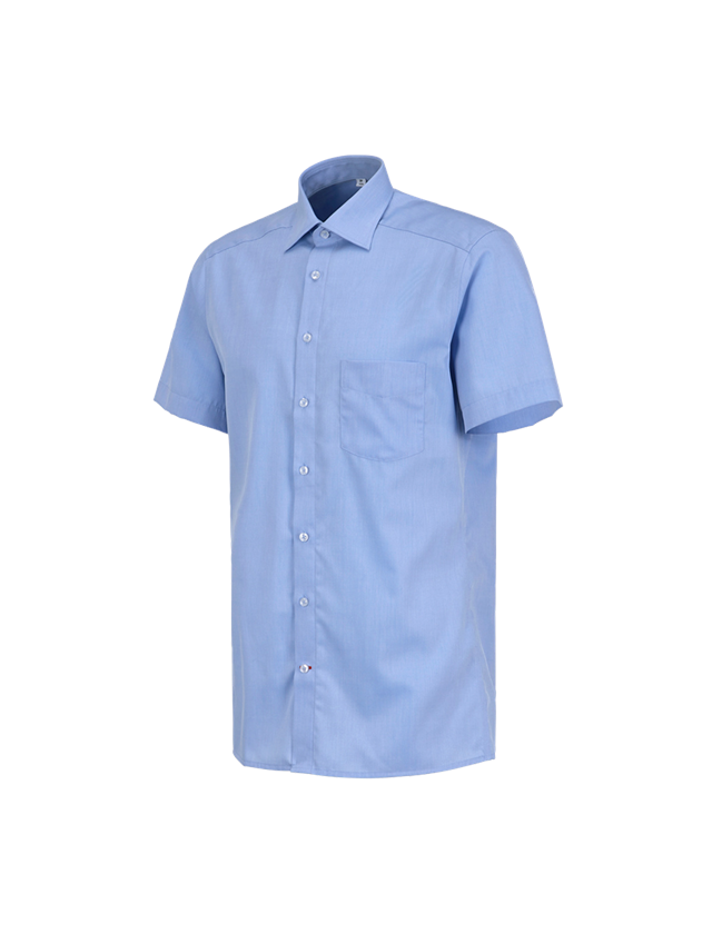 Onderwerpen: Business overhemd e.s.comfort, korte mouw + lichtblauw melange