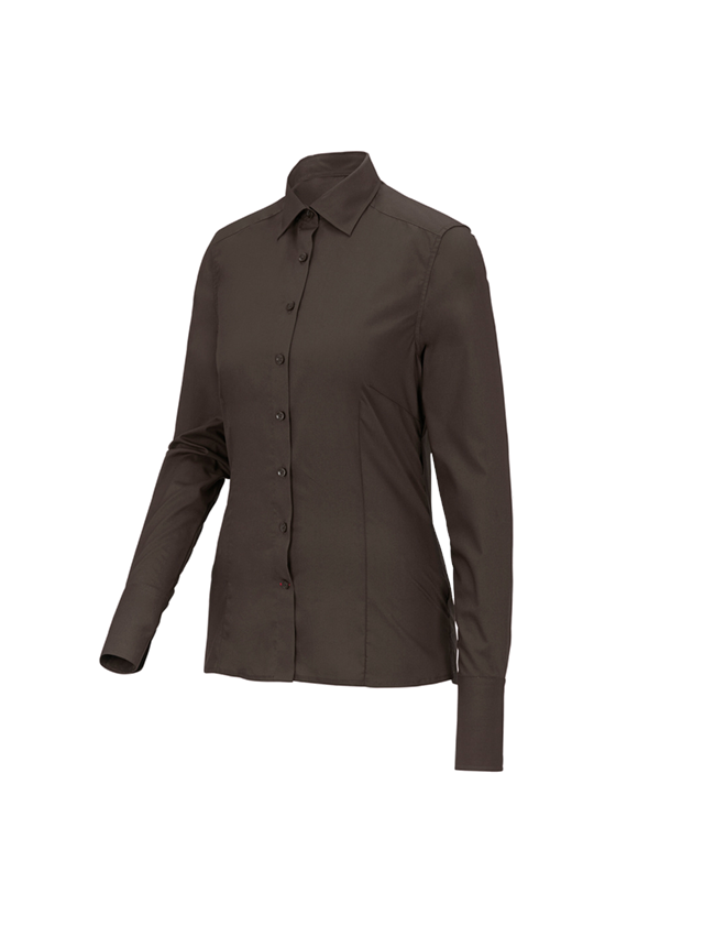 Bovenkleding: Business-blouse e.s.comfort, lange mouw + kastanje 1