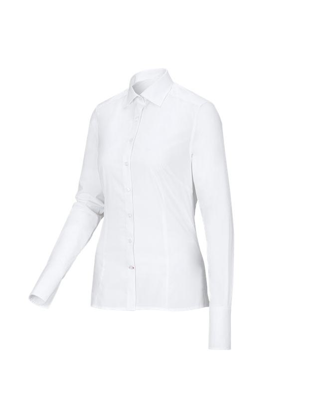 Bovenkleding: Business-blouse e.s.comfort, lange mouw + wit