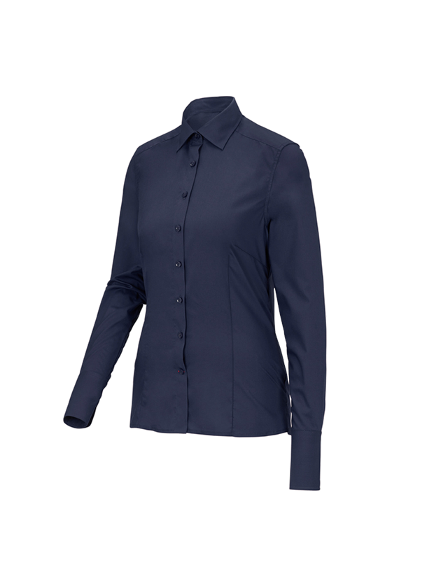 Bovenkleding: Business-blouse e.s.comfort, lange mouw + donkerblauw