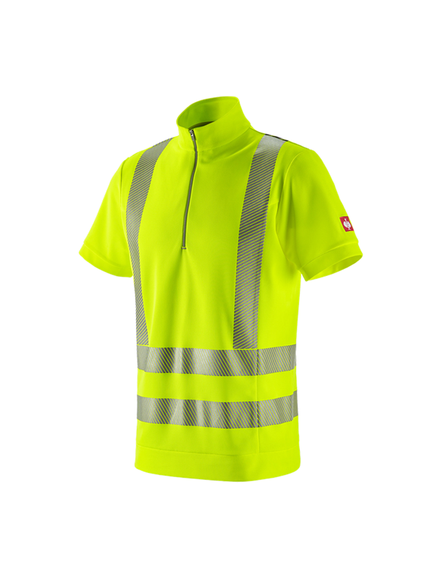 Bovenkleding: e.s. functioneel waarschuwings-ZIP-T-shirt UV + signaalgeel