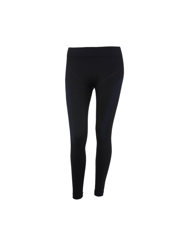 Thermo Ondergoed	: e.s. Functionele-Long Pants seamless - warm, dames + zwart/gentiaanblauw