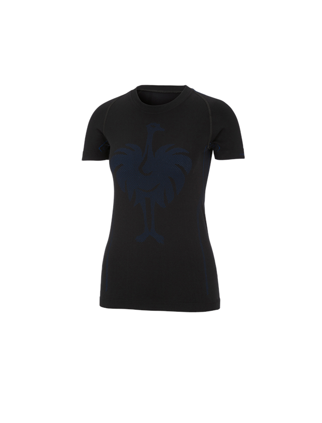 Thermo Ondergoed	: e.s. Functionele-T-Shirt seamless-warm, dames + zwart/gentiaanblauw 2