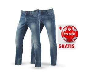 SET: 2x e.s. 5-pocket-stretch-jeans,slim + voetbal